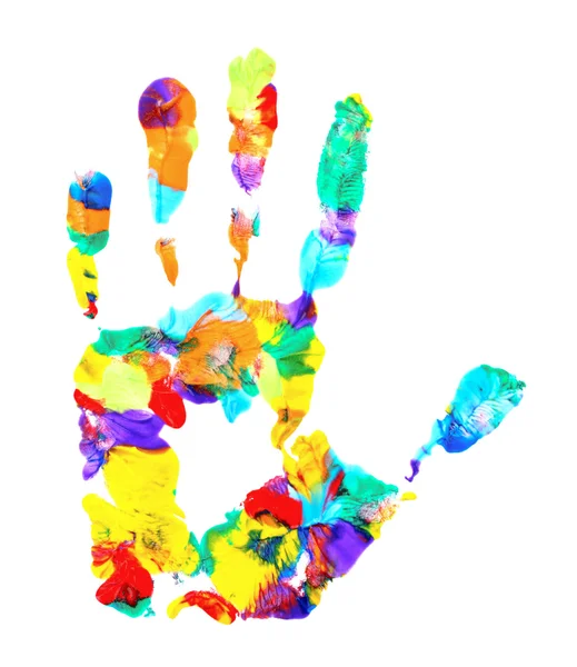 Colored hand print on white — Stock Photo, Image
