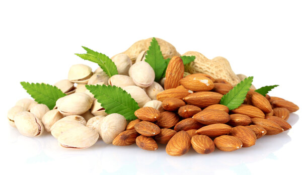 Almonds, nutmeg, peanuts and pistachios