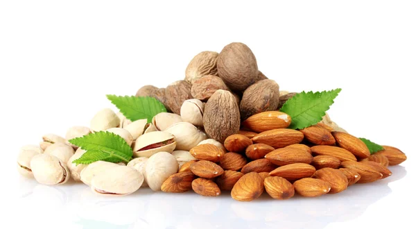 stock image Almonds, nutmeg, peanuts and pistachios