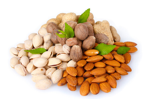 Almonds, nutmeg, peanuts and pistachios
