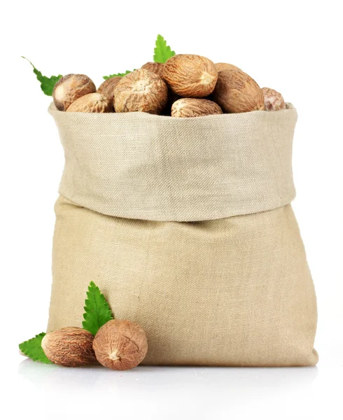 Nutmeg in bag — Stock Photo, Image