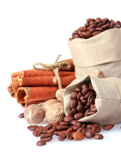 A fahéj, kávé és szerecsendió — Stock Fotó