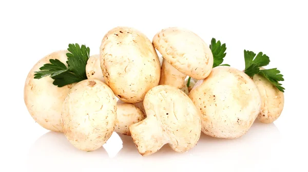 Champignon with parsley isolated on white — Stock Photo, Image