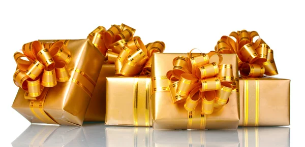 Beautiful golden gifts — Stock Photo, Image