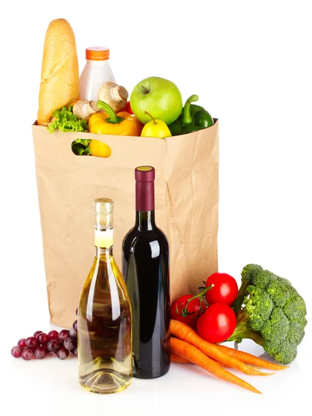 Paper bag with vegetables and food — Stock Photo, Image