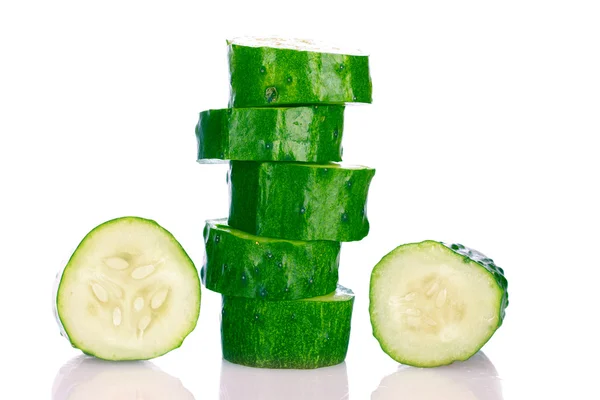 Sliced cucumber isolated on white — Zdjęcie stockowe