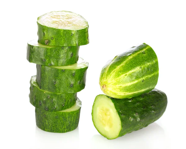 Sliced cucumber isolated on white — Zdjęcie stockowe