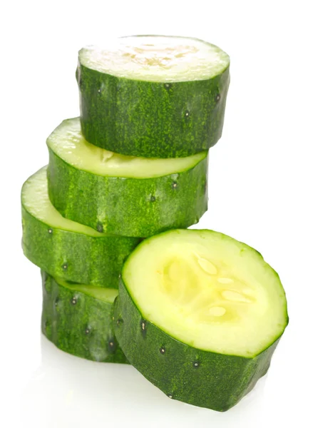 Sliced cucumber isolated on white — Stock Photo, Image