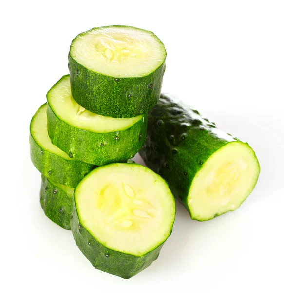 Sliced cucumber isolated on white — Stock Photo, Image
