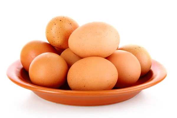 Uova in placca isolate su bianco — Foto Stock