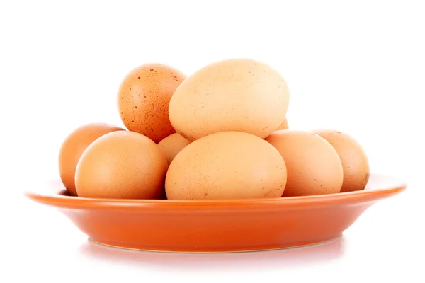 Uova in placca isolate su bianco — Foto Stock