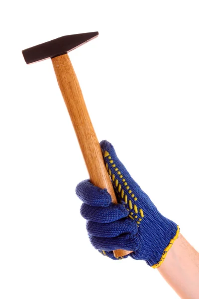 Hammer in der Hand isoliert auf weiß — Stockfoto