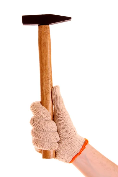 Hammer in der Hand isoliert auf weiß — Stockfoto