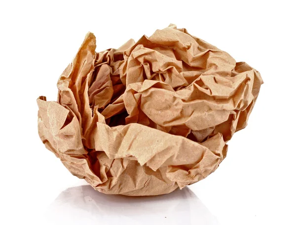 Brown crumpled paper balls isolated on white — Stock Photo, Image