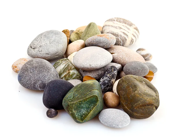 Round pebble stones isolated on white — Stock Photo, Image