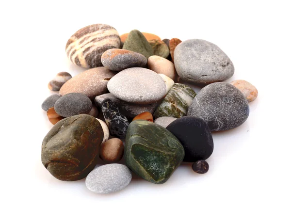 Round pebble stones isolated on white — Stock Photo, Image
