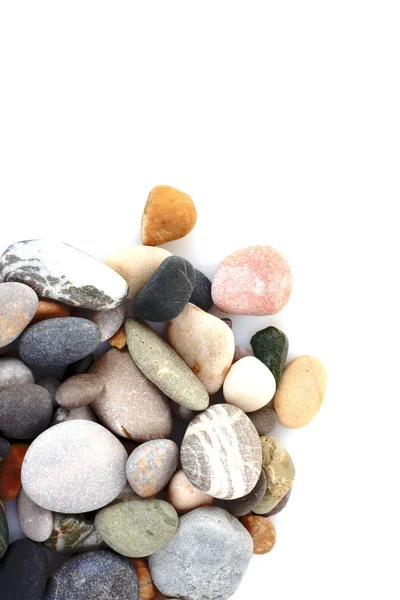 Yuvarlak çakıl izole üzerinde beyaz taşlar — Stok fotoğraf