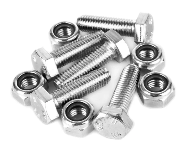 Many bolt and screw with reflection — Stock Photo, Image