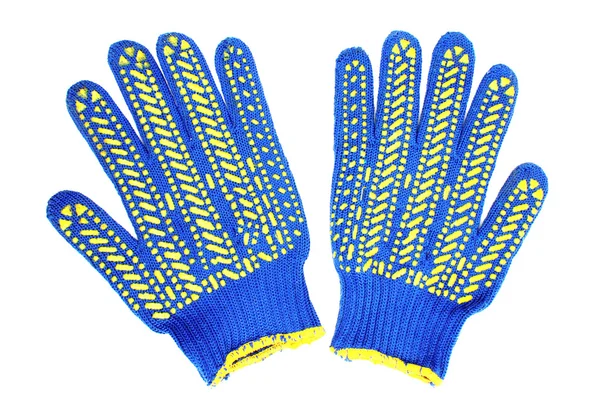 Blue work gloves isolated on white background — Stock Photo, Image