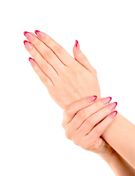 Mãos de mulher isoladas em branco — Fotografia de Stock