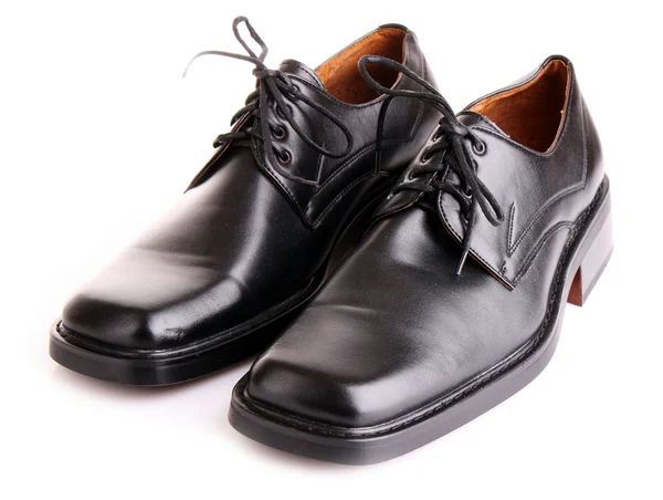 Black shiny man's shoes isolated on white — Stock Photo, Image