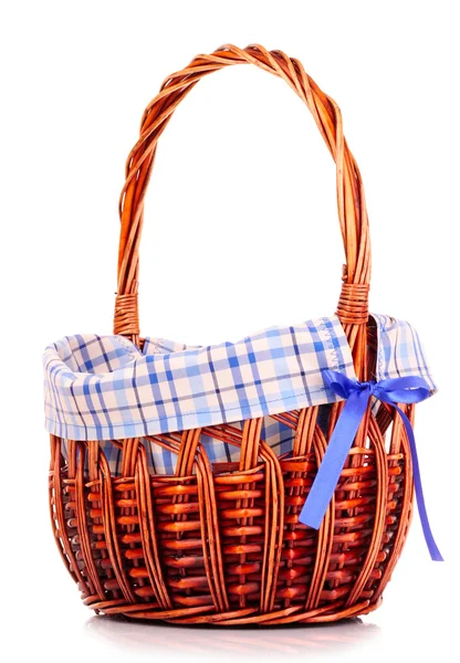 Empty Wicker basket isolated on white — Stock Photo, Image