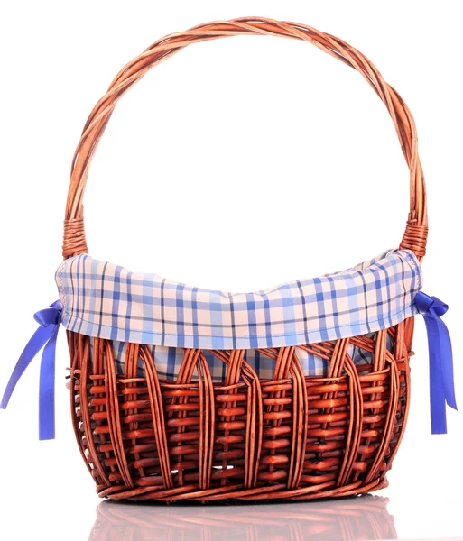 Empty Wicker basket isolated on white — Stock Photo, Image
