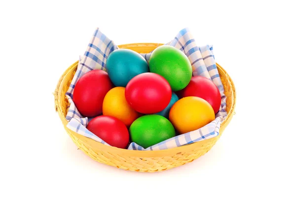 Easter eggs in backet isolated on white — Stock Photo, Image