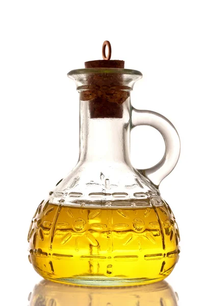 Botella de aceite aislado sobre blanco — Foto de Stock