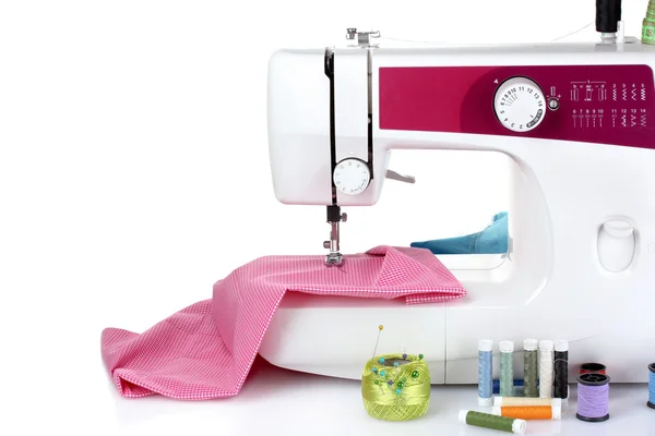 Máquina de coser y tela — Foto de Stock