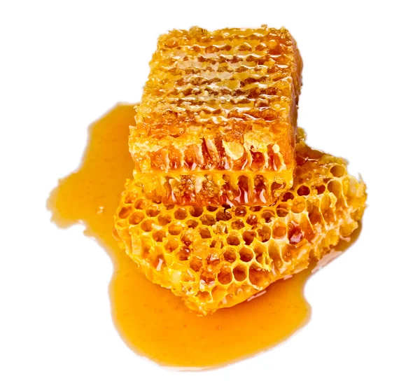 Waben mit Honig isoliert auf weiß — Stockfoto