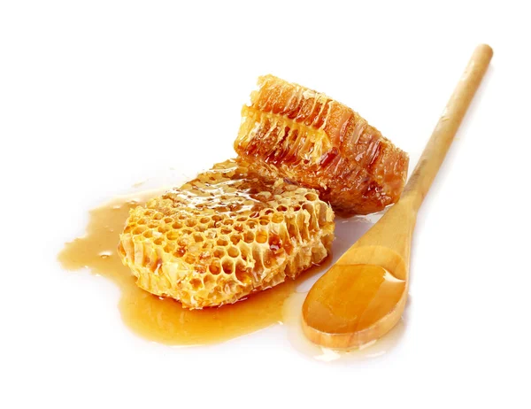 美丽的梳子、 勺子和蜂蜜 — 图库照片