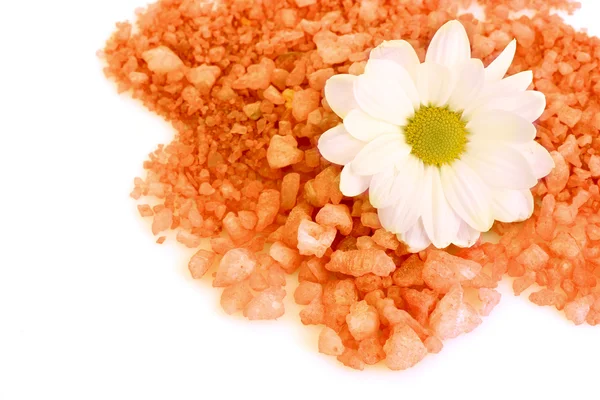 stock image Flower and bath salt on white background