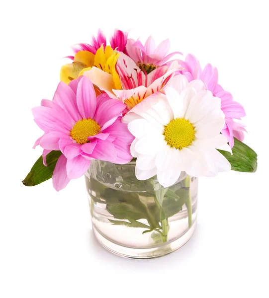 Flowers in glass isolated on white — Stock Photo, Image