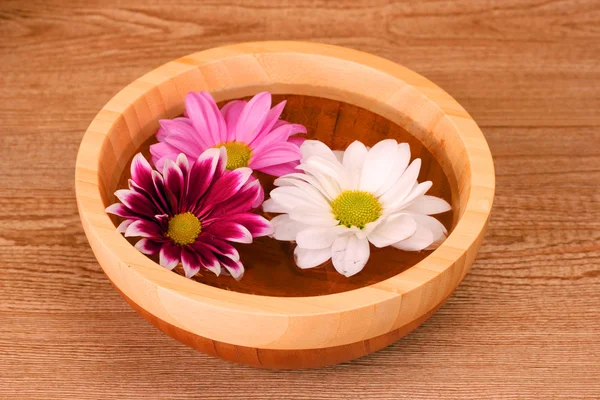 Merah muda dan putih bunga mengambang dalam mangkuk — Stok Foto