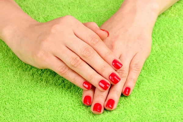 Beautiful hands with red manicure — Stock Photo, Image