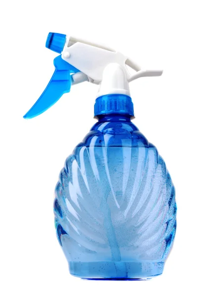 Flacone spray blu isolato su bianco — Foto Stock