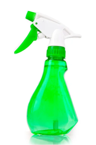 Green spray bottle isolated on white — Stock Photo, Image