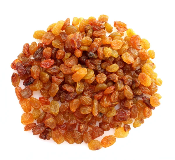 Yellow raisins isolated on white — Stock Photo, Image