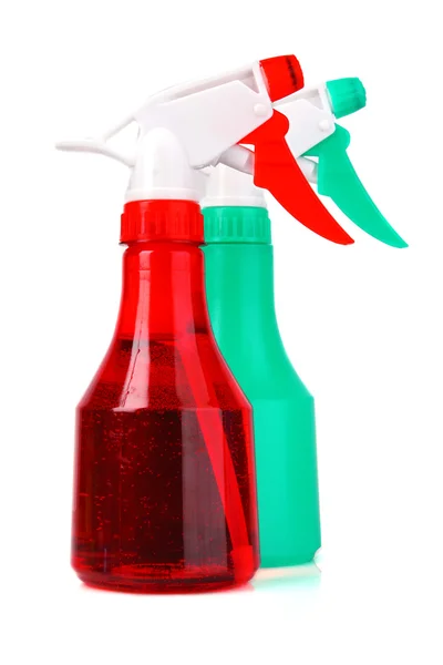 Dois frascos de pulverização isolados sobre branco — Fotografia de Stock
