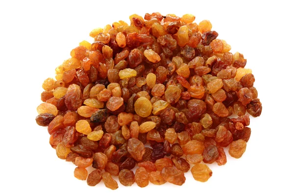 Yellow raisins isolated on white — Stock Photo, Image