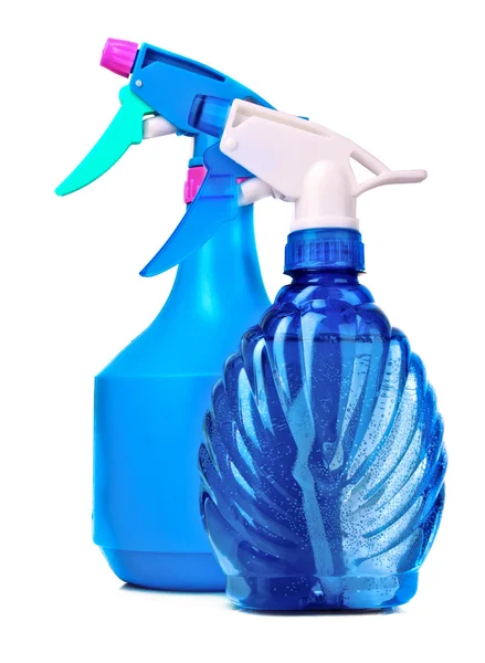 Μπλε σπρέι μπουκάλι που απομονώνονται σε λευκό — Φωτογραφία Αρχείου