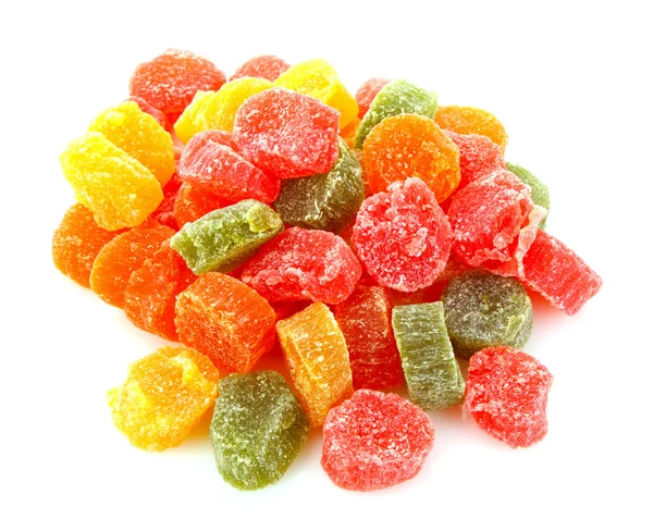 Cukierki owocowe na białym tle — Zdjęcie stockowe