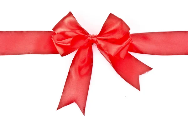 Geschenk rood lint en boog geïsoleerd op witte achtergrond — Stockfoto