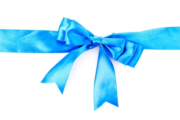 Gåva blå band och rosett isolerad på vit bakgrund — Stockfoto