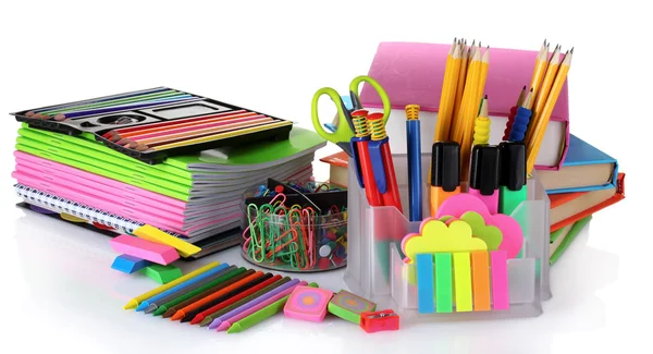 Bright stationery and books Royalty Free Stock Photos