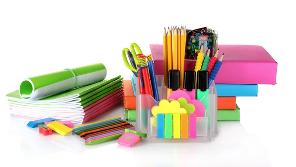 Bright stationery and books Royalty Free Stock Photos