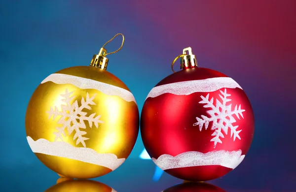 Beautiful Christmas balls on blue background Stock Photo