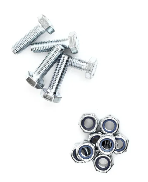 Many bolt and screw with reflection Stock Photo