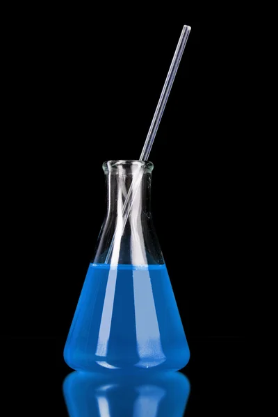 Conical flask on black background Stock Photo